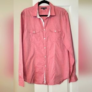 John Varvatos Light Red Long Sleeve Mens Button Down Shirt Size Large